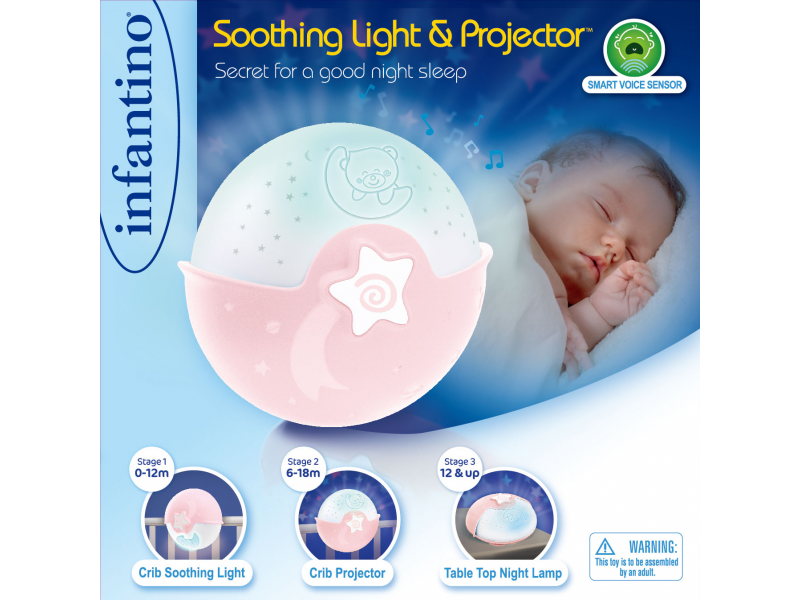 INFANTINO Noční lampička s projekcí růžová