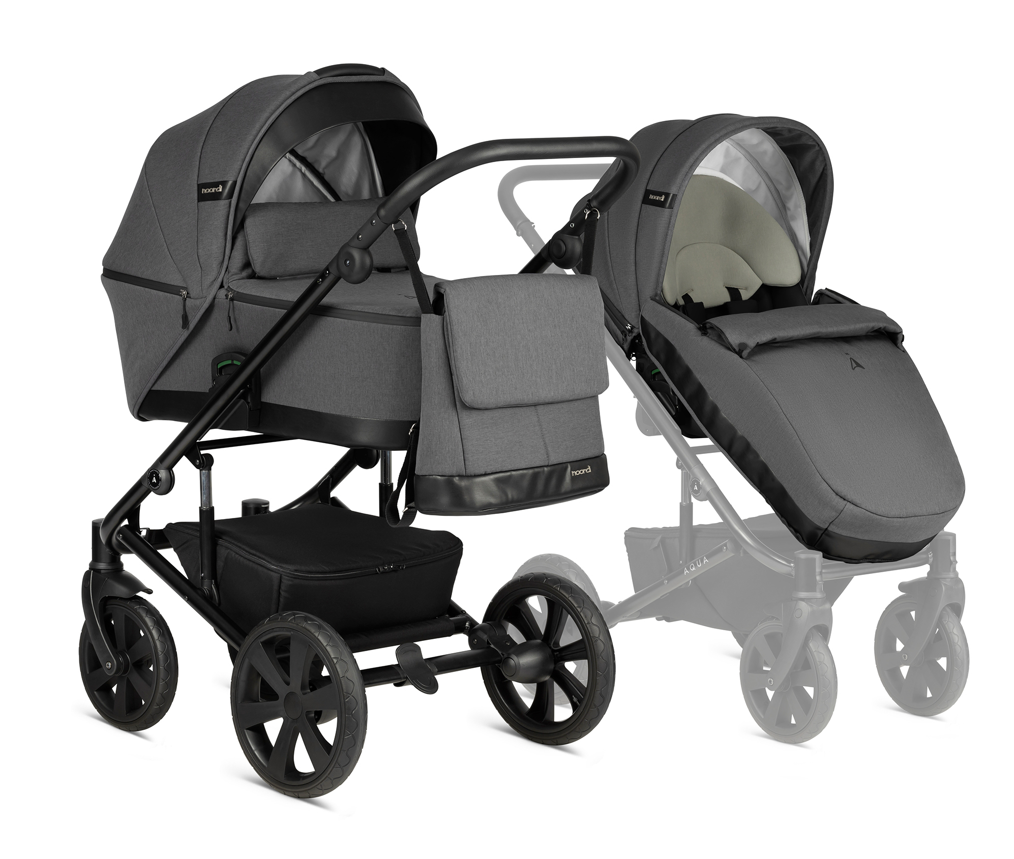 Kočárek Aqua 2v1 Dark Grey