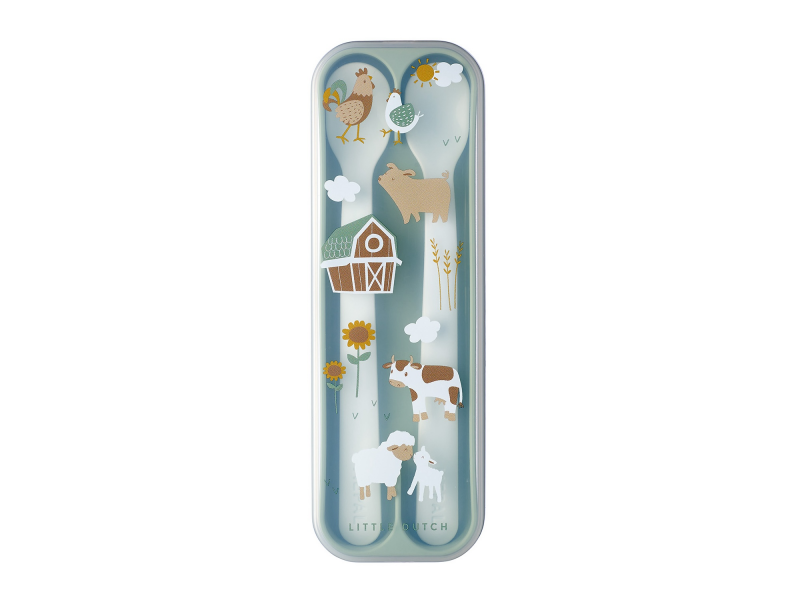 Lžičky 2 ks s pouzdrem Farma