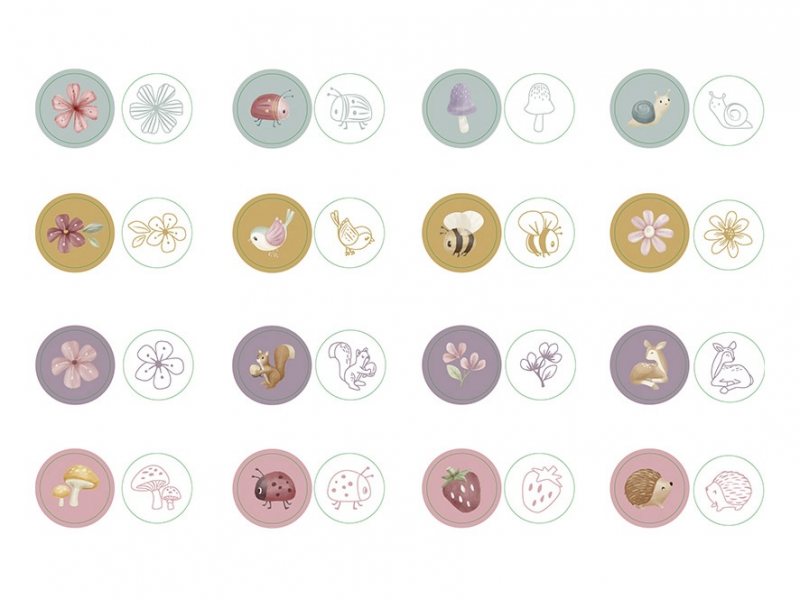 Razítka samobarvicí 16 ks Fairy Garden