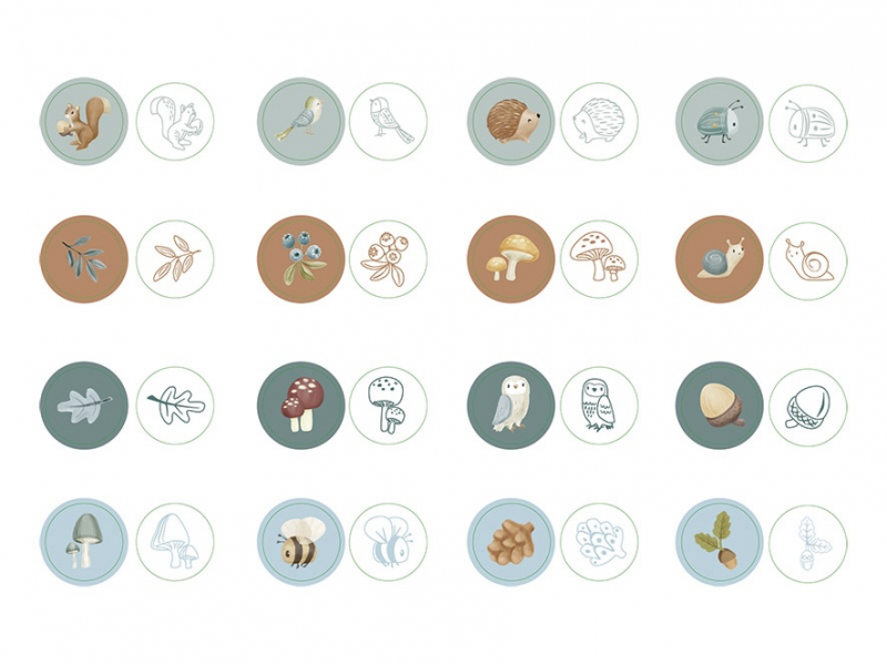 Razítka samobarvicí 16 ks Forest Friends