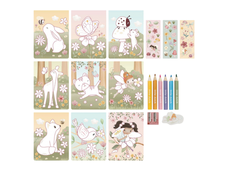 Omalovánky s pastelkami a samolepkami Rosa Fairy Garden