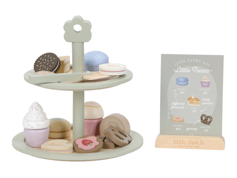 Stojan na cukroví s doplňky dřevěný