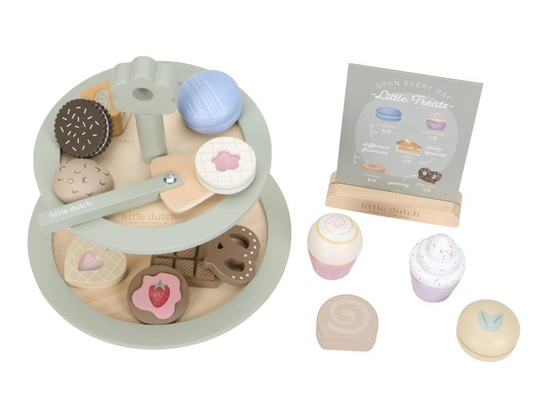 Stojan na cukroví s doplňky dřevěný