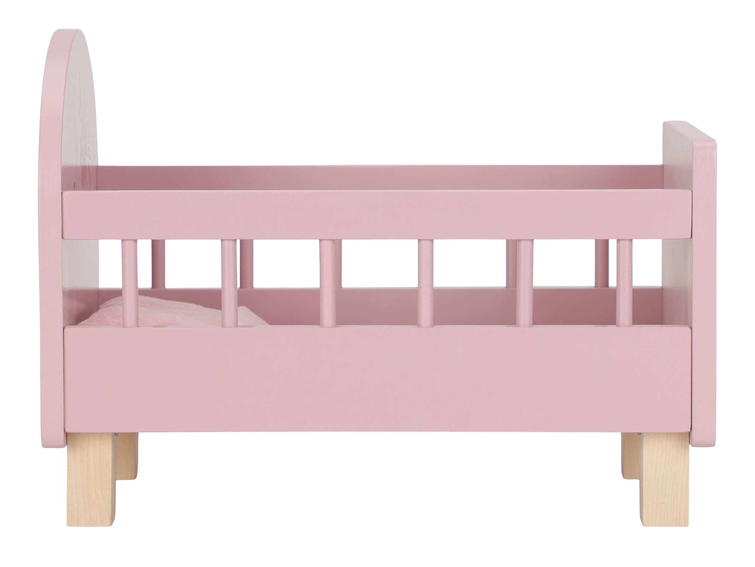 Postýlka pro panenky dřevěná s peřinkou Pink
