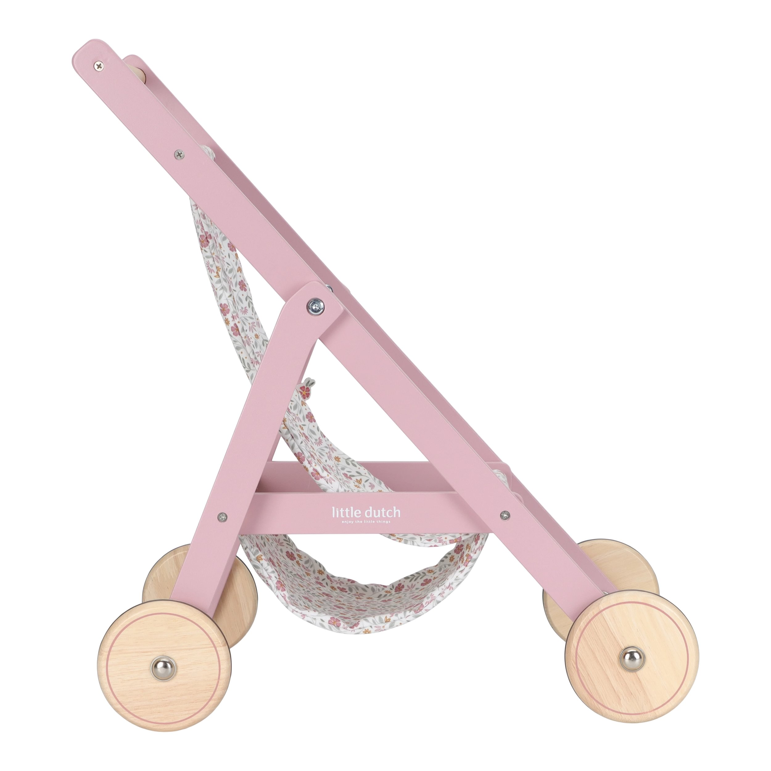 Kočárek pro panenky golfky dřevěné Pink