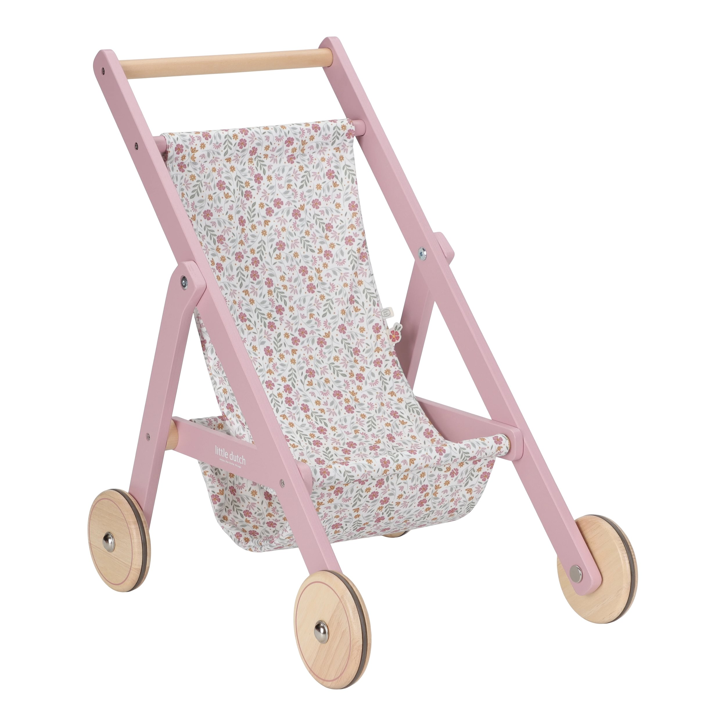 Kočárek pro panenky golfky dřevěné Pink