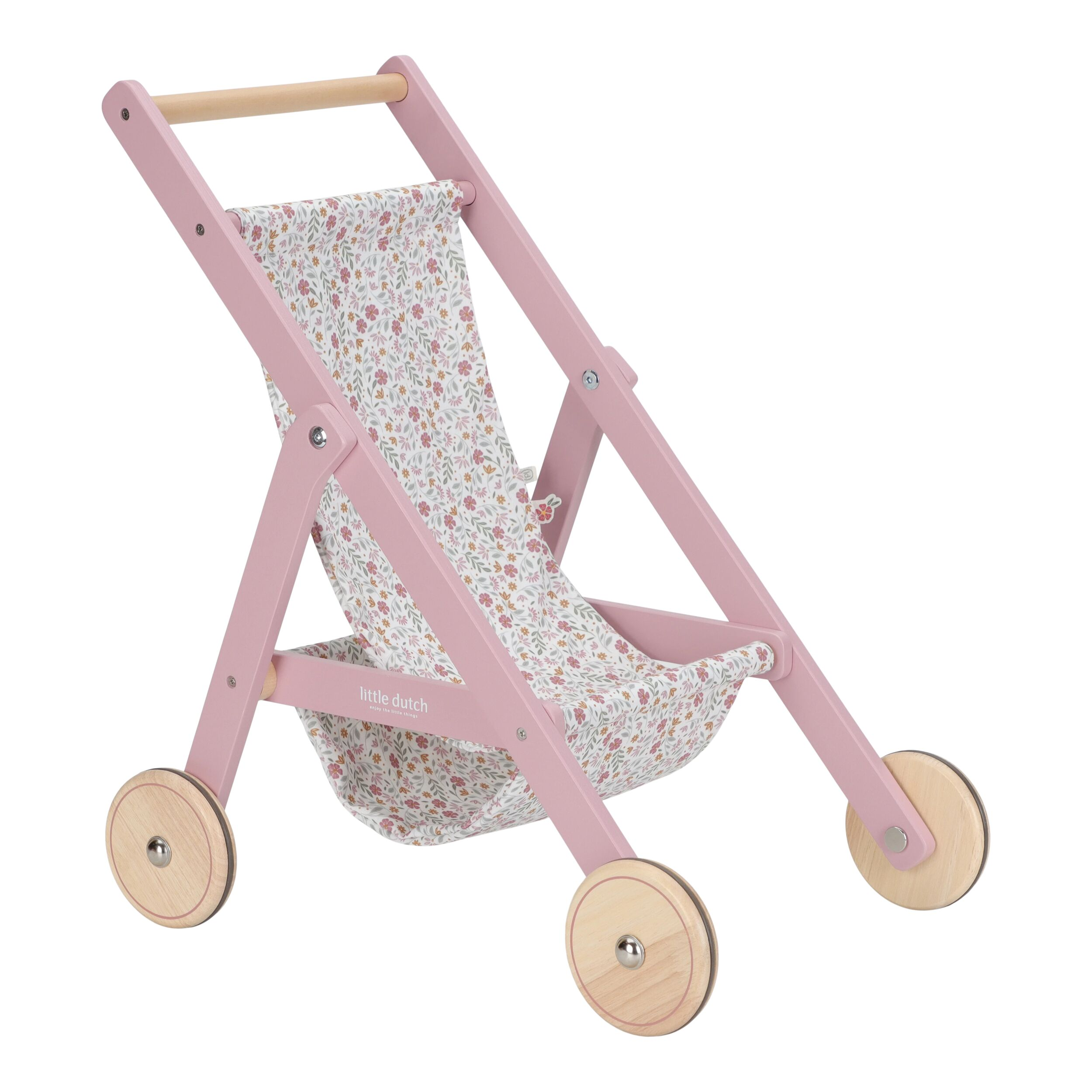 Kočárek pro panenky golfky dřevěné Pink