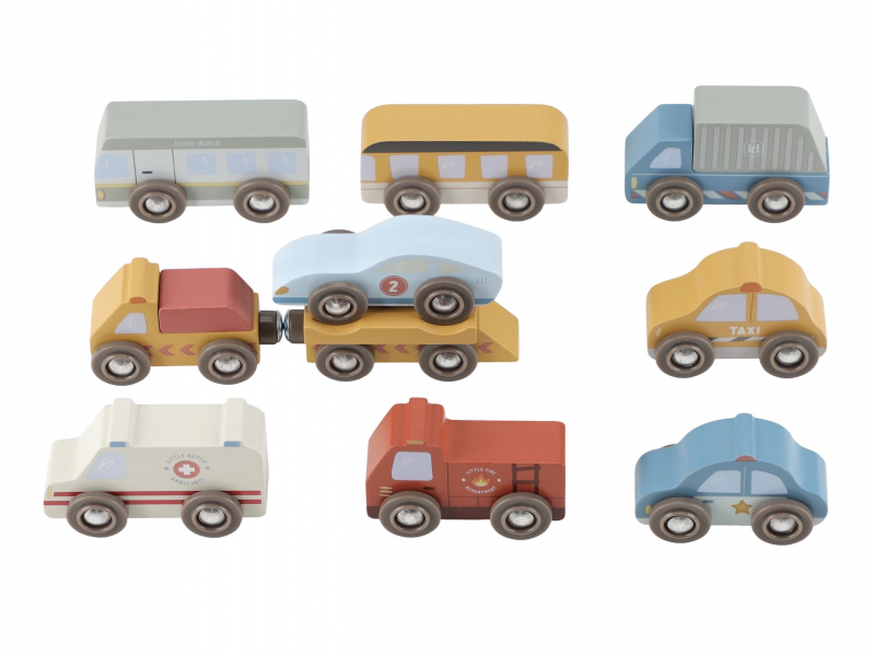 Sada dřevěných autíček
