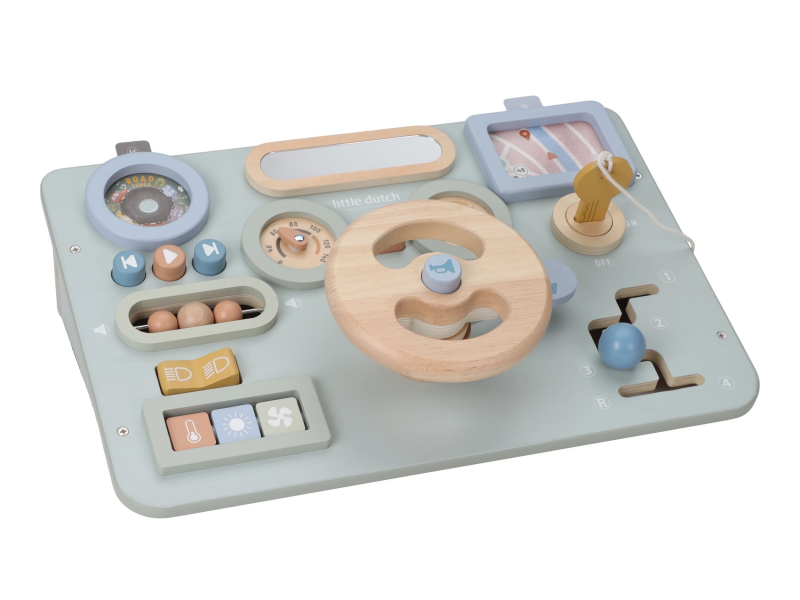 Pult s aktivitami a volantem dřevěný