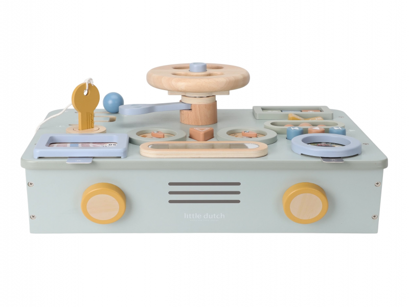 Pult s aktivitami a volantem dřevěný