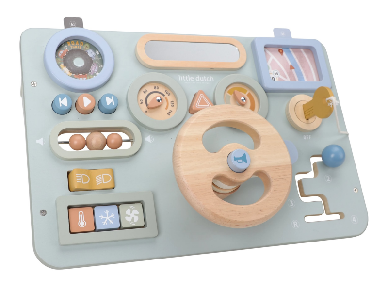 Pult s aktivitami a volantem dřevěný