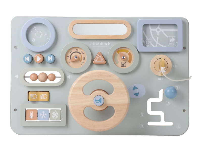 Pult s aktivitami a volantem dřevěný