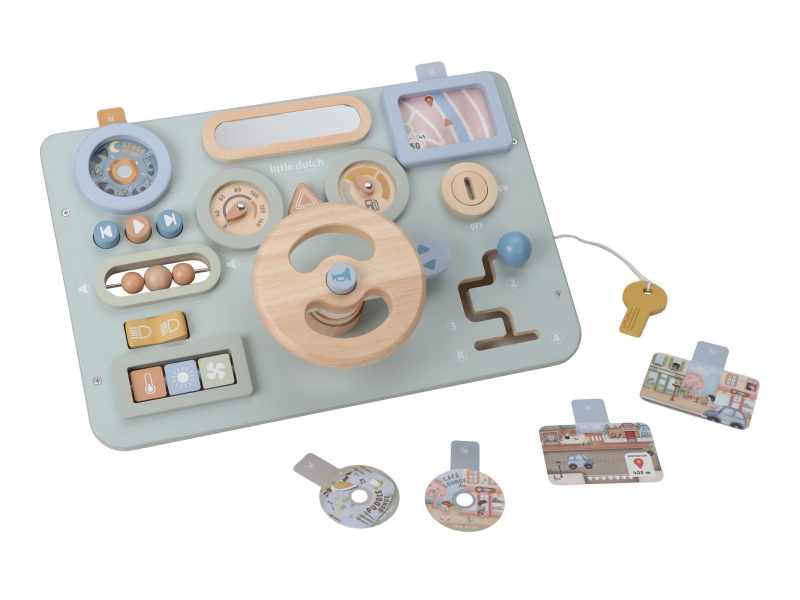 Pult s aktivitami a volantem dřevěný