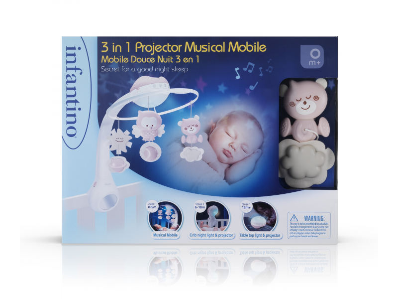 Hudební kolotoč s projekcí 3v1 Dusty Pink