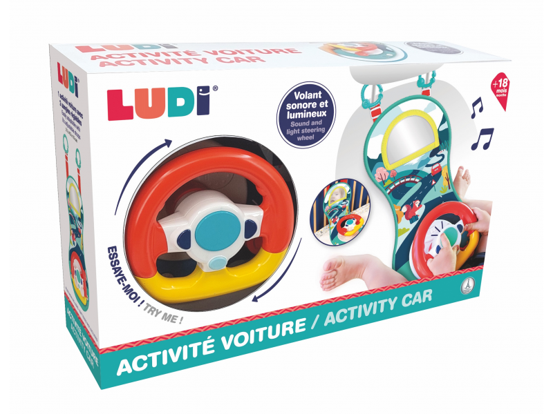 Hrací pultík do auta s volantem