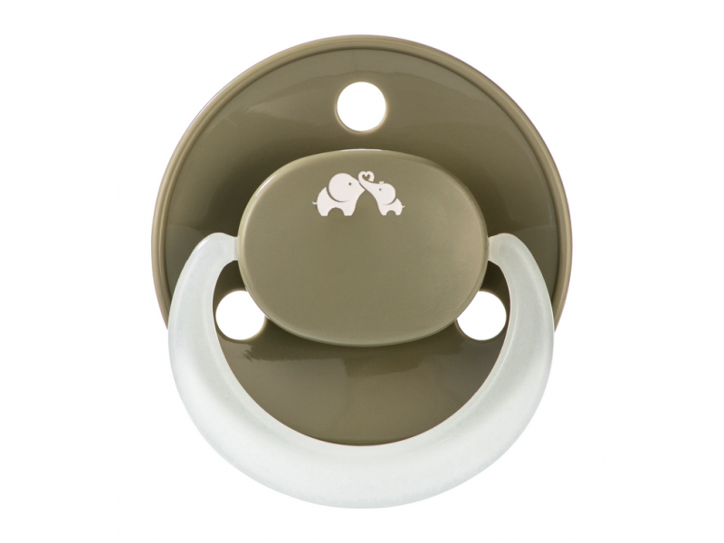 Šidítko silikonové symetrické svíticí 2ks 0m+ Sand/Green