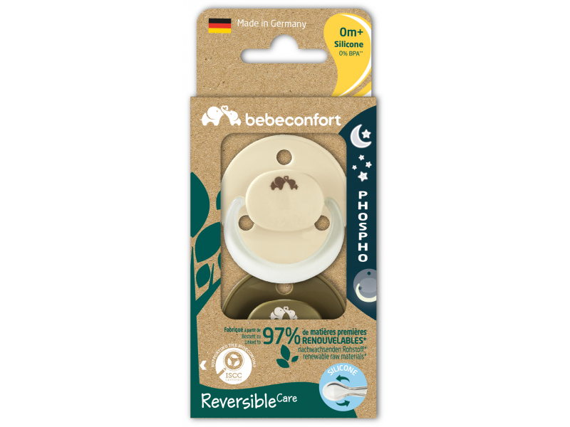 Šidítko silikonové symetrické svíticí 2ks 0m+ Sand/Green