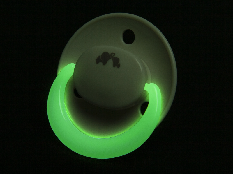 Šidítko silikonové symetrické svíticí 2ks 0m+ Sand/Green