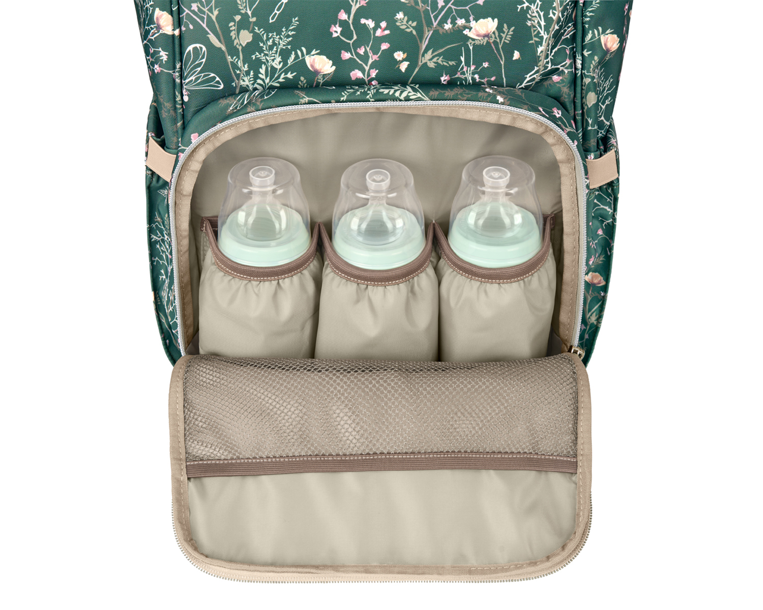 KIKKABOO Přebalovací batoh Siena Luxe Secret Garden Deep Green