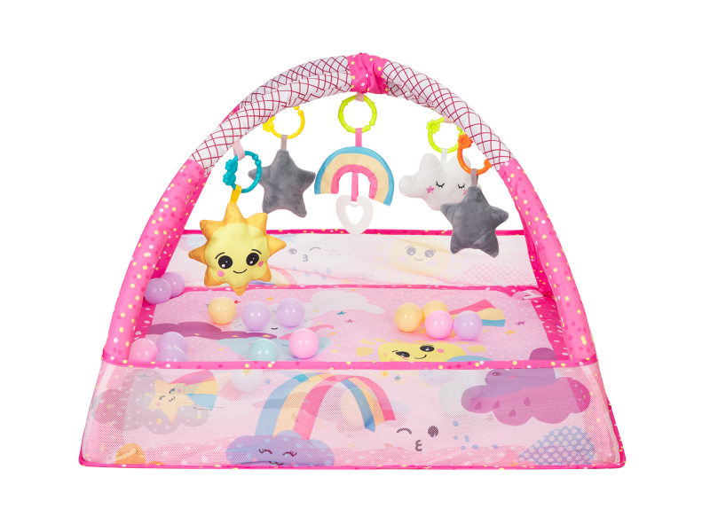 Hrací deka s hrazdou a míčky Pink Sky