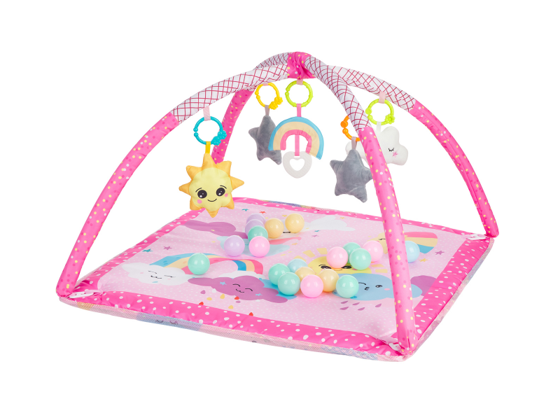 Hrací deka s hrazdou a míčky Pink Sky