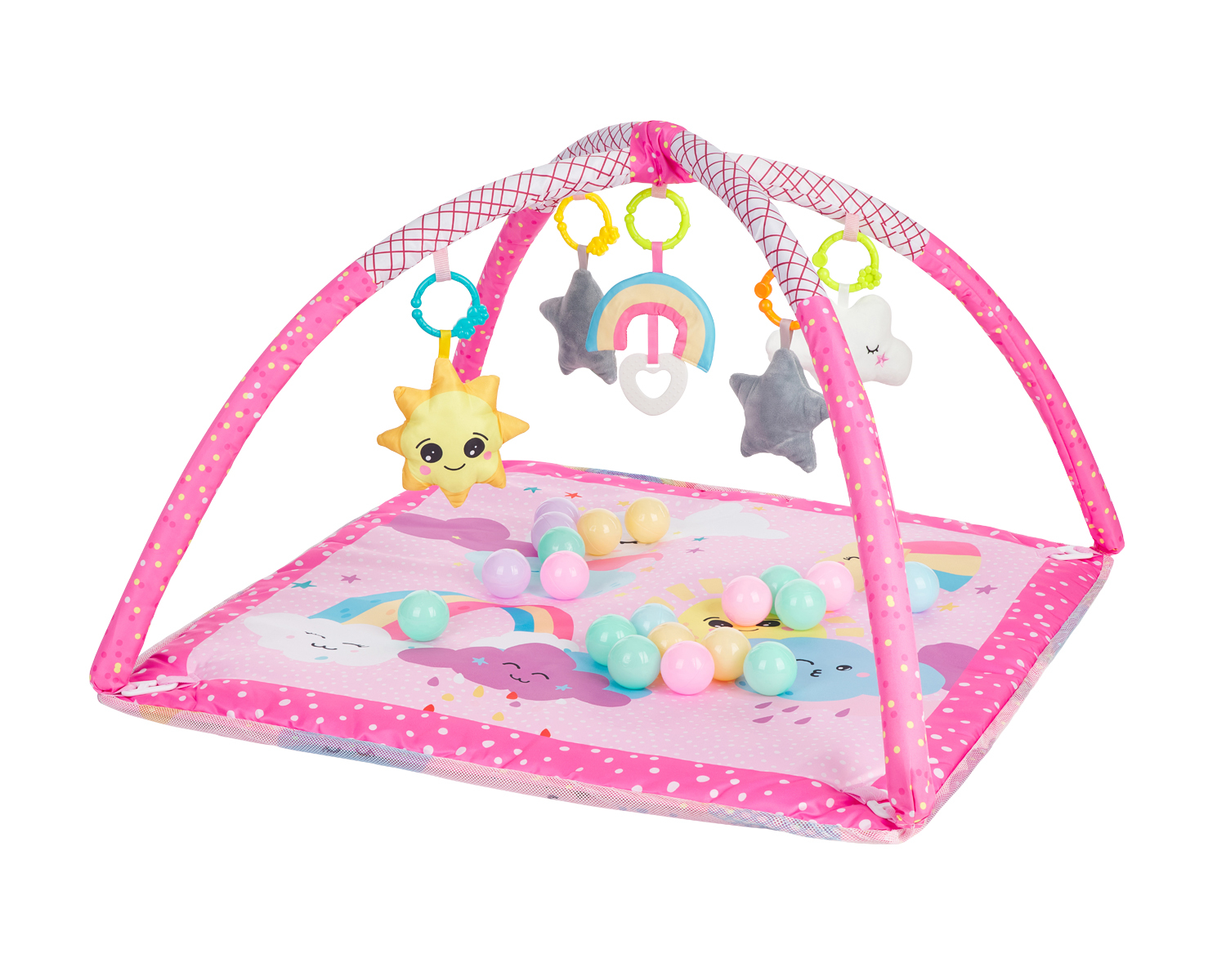 Hrací deka s hrazdou a míčky Pink Sky