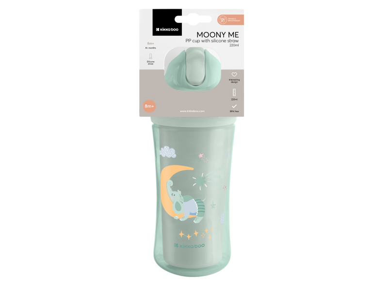 Hrnek se silikonovým brčkem 220ml 8m+ Moony me Mint