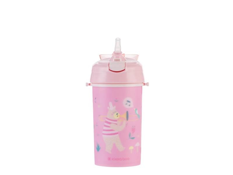 Hrnek se silikonovým brčkem a popruhem 450ml Music Fest Pink