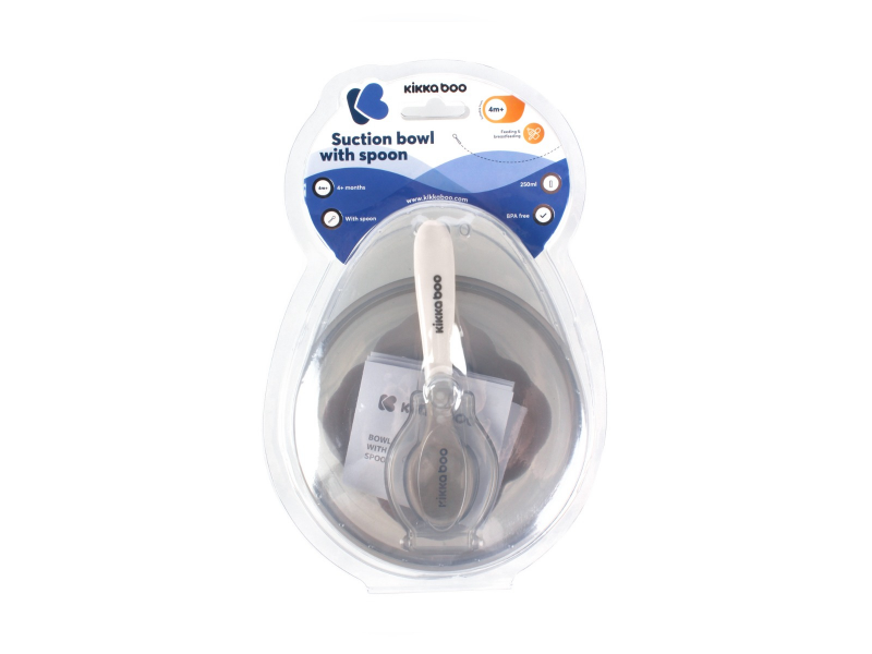 Miska s přísavkou, víčkem a lžičkou Beige