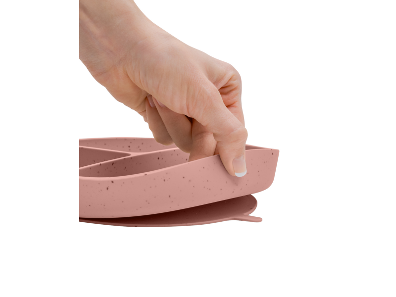 Talíř dělený s přísavkou Platinum Silicone Blush