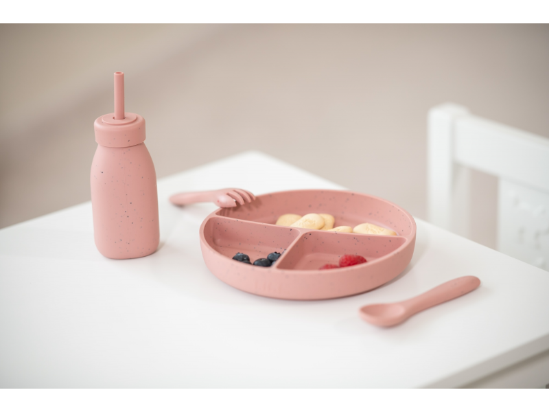 Talíř dělený s přísavkou Platinum Silicone Blush