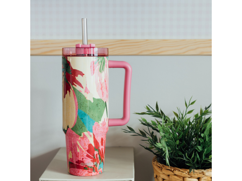 Nerezový termohrnek s brčkem Stream Pink Flambe 950 ml