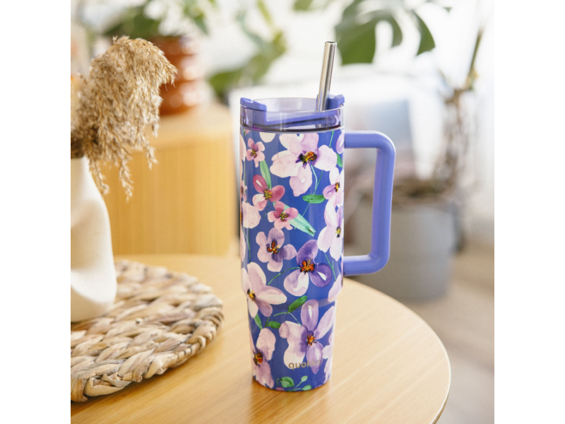 Nerezový termohrnek s brčkem Stream Flower Dusk 950 ml