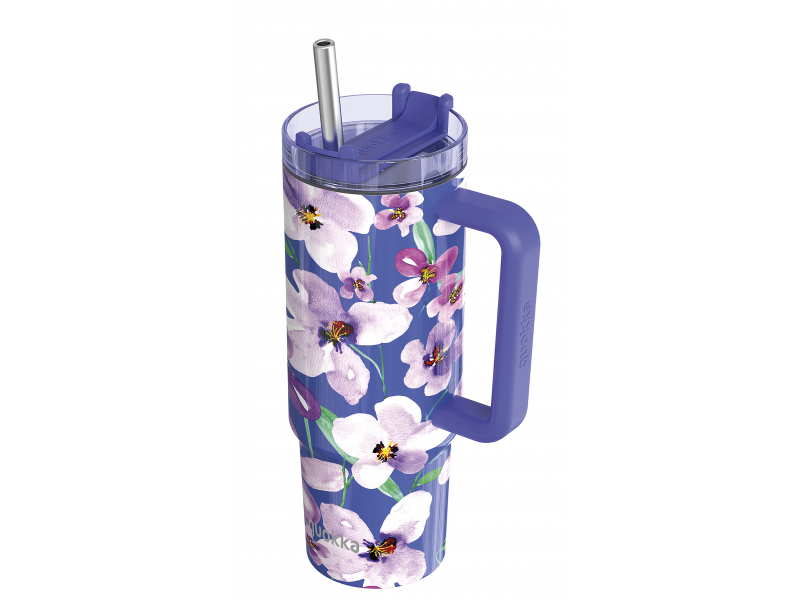 Nerezový termohrnek s brčkem Stream Flower Dusk 950 ml