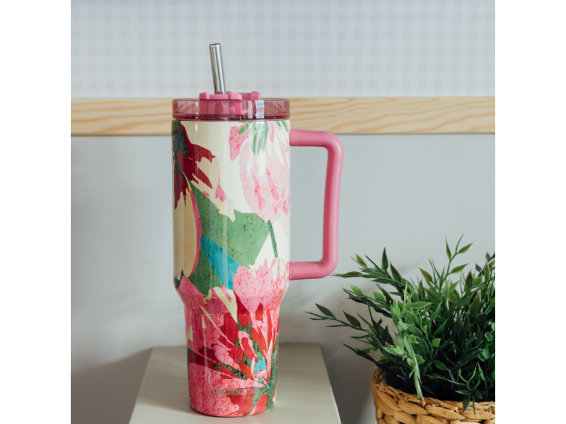 Nerezový termohrnek s brčkem Stream Pink Flambe 1200 ml