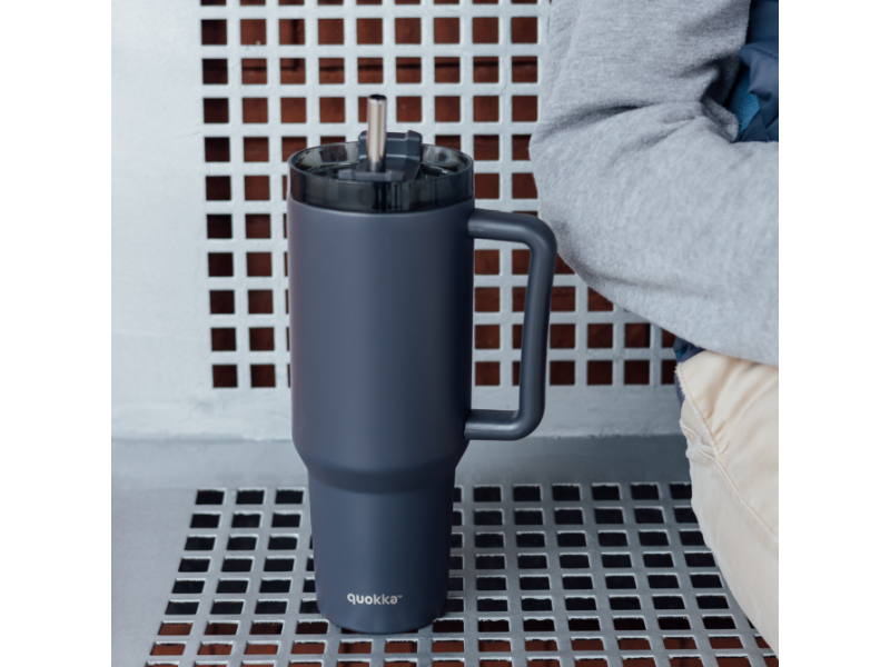 Nerezový termohrnek s brčkem Stream Black 1200 ml