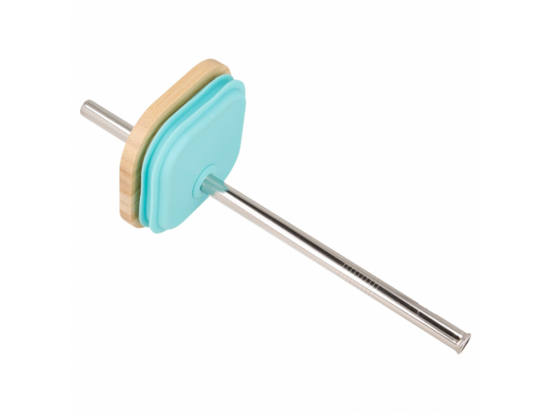 Skleněný cestovní hrnek s brčkem Liquid Cube Water Flowers 540 ml