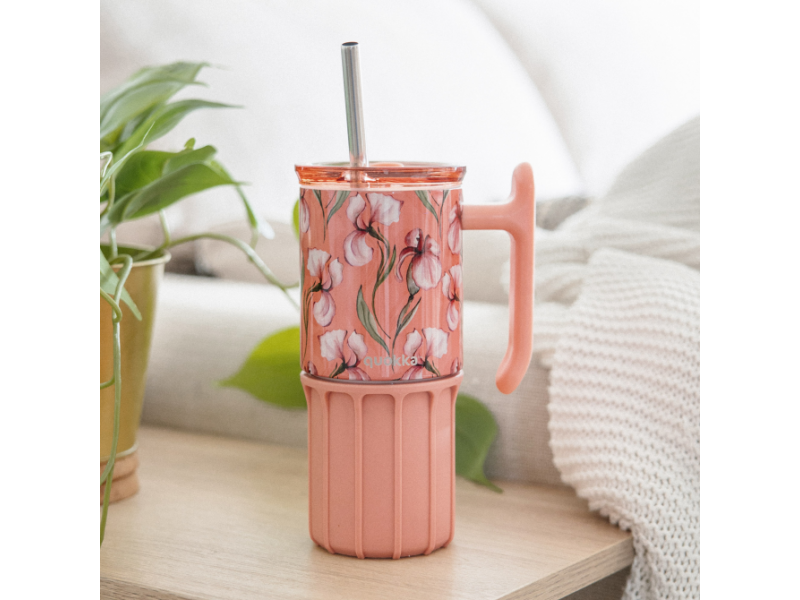 Nerezový termohrnek s brčkem Umi Floral Coral 720 ml