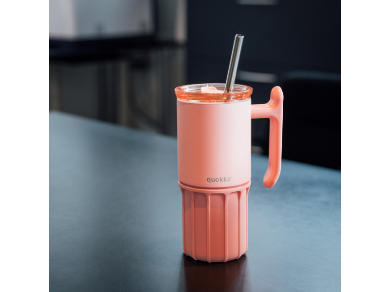 Nerezový termohrnek s brčkem Umi Peachy Pink 720 ml