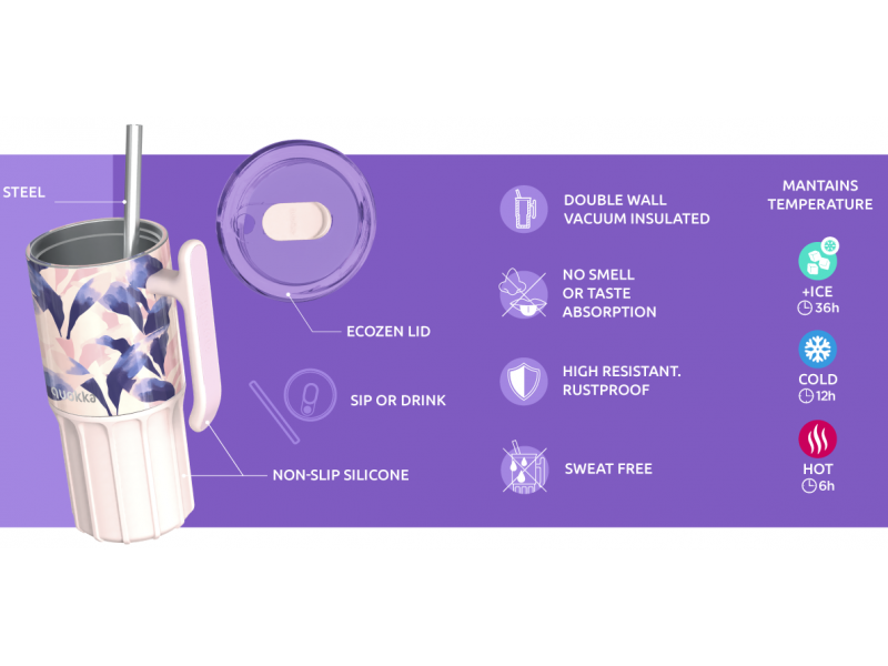 Nerezový termohrnek s brčkem Umi Lavender 720 ml