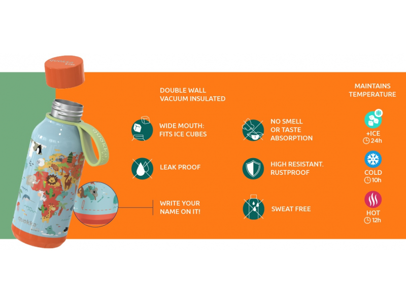 Nerezová termoláhev Solid Kids s poutkem Pink Bricks 330 ml