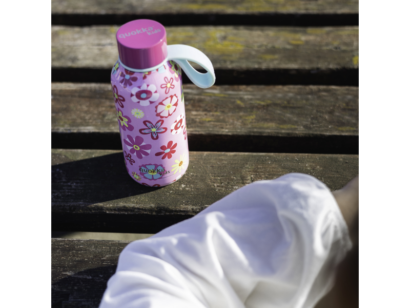 Nerezová termoláhev Solid Kids s poutkem Flowers 330 ml