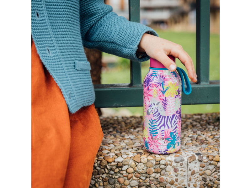 Nerezová termoláhev Solid Kids s poutkem Zebras 330 ml