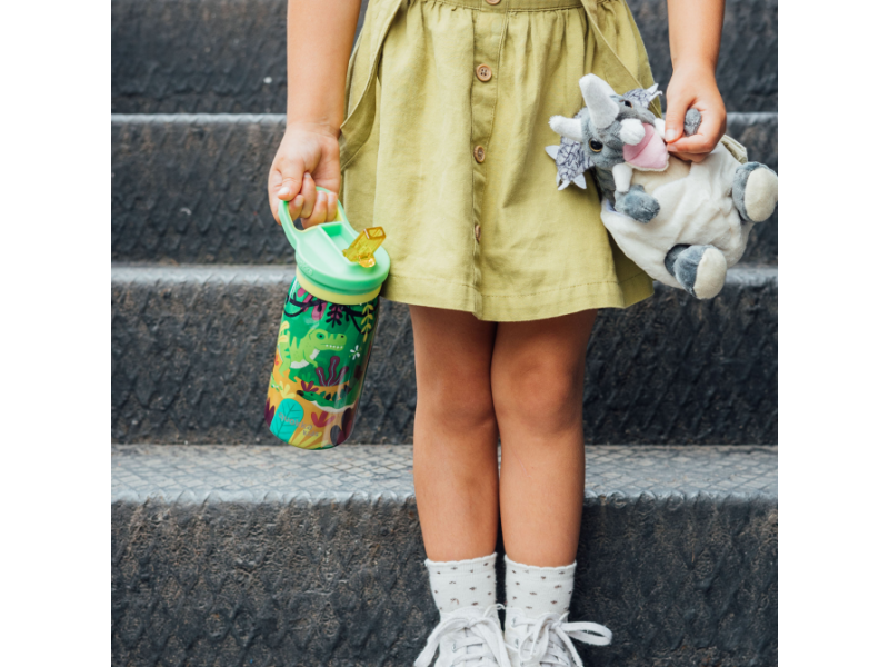 Nerezová termoláhev s pítkem Pop Kids Dinosaurus Jungle 445 ml