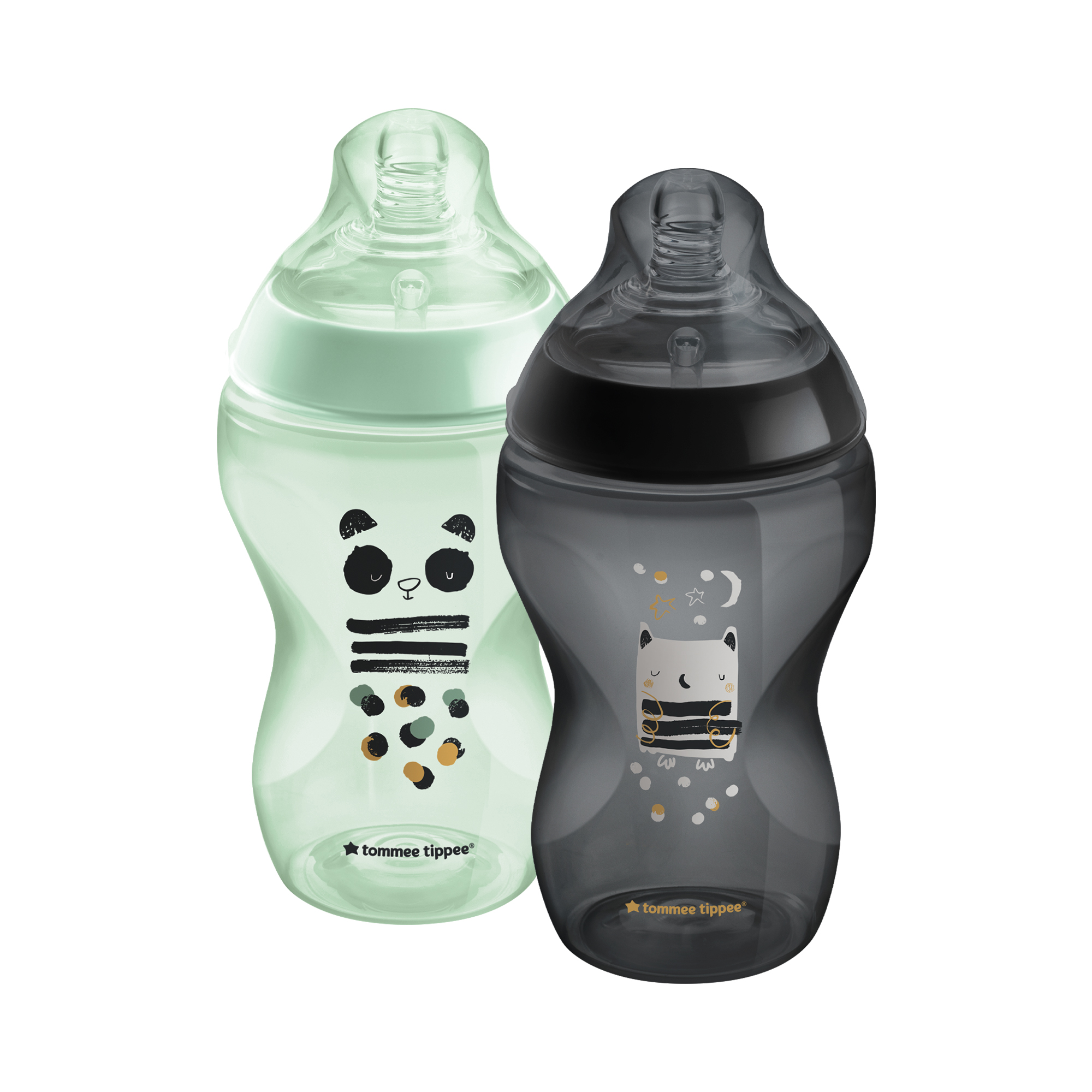 Dojčenská fľaša s obrázkami C2N, 2ks 340ml, 3m+