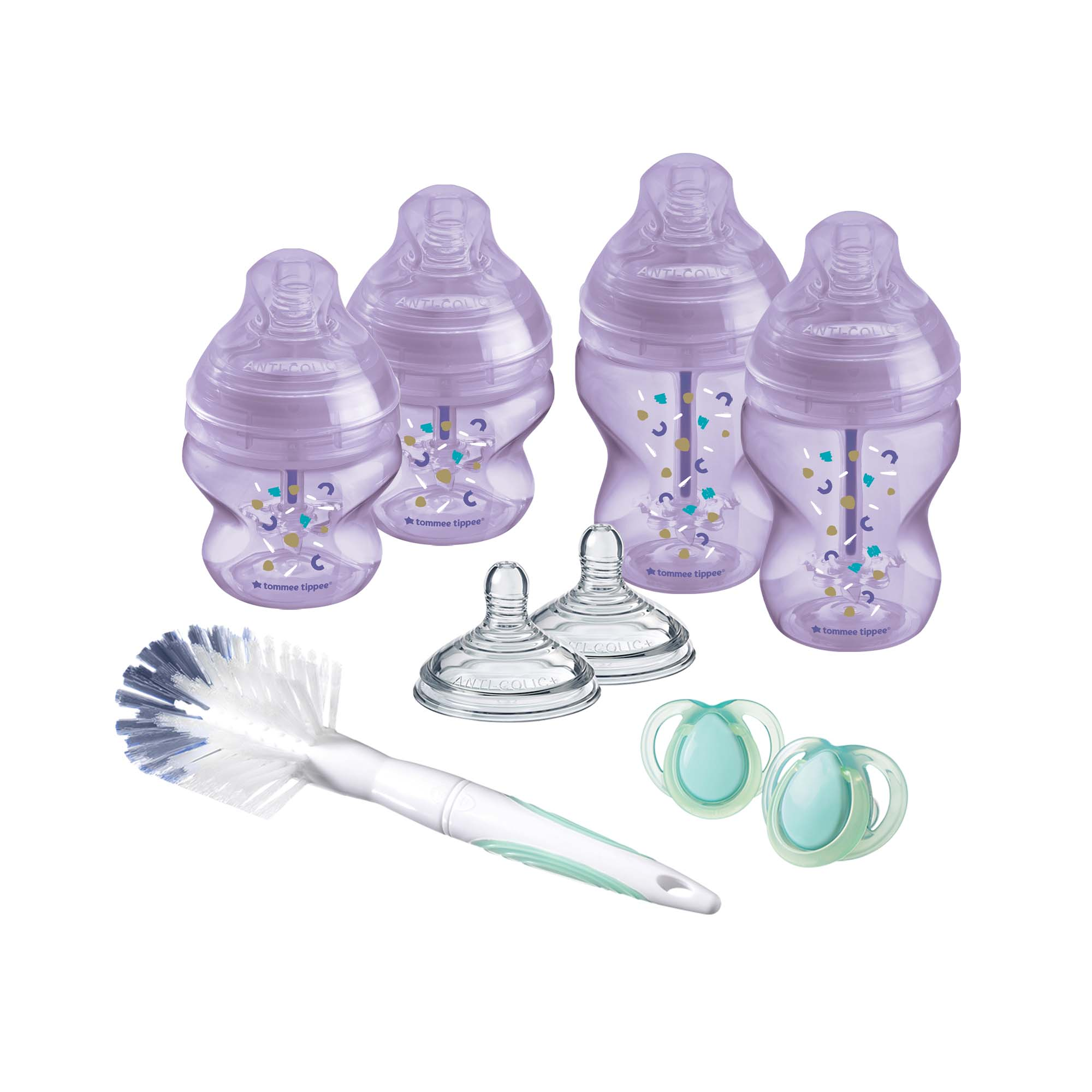 Sada kojeneckých lahviček C2N ANTI-COLIC s kartáčem Purple