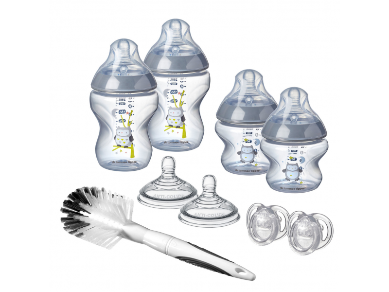 Tommee Tippee Sada kojeneckých lahviček C2N s kartáčem modrá