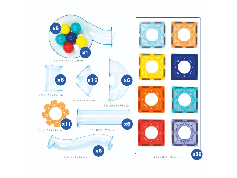 Magnetická stavebnice kuličková dráha 80 ks