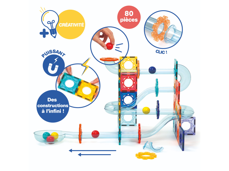Magnetická stavebnice kuličková dráha 80 ks
